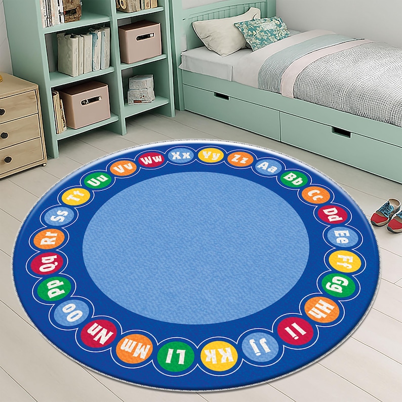 Alphabet Kids Rug, , Round Kids Alphabet, Round Educational Rug ...