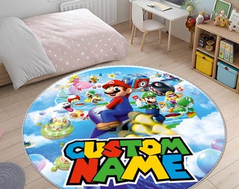 Personalized Kids Rug, Retro Game Rug,  Round Rug, Video Game Rug, Colorful Rug, Child Rug, Cute, Personalized Rug, Nursery Rug, Area Rugs,