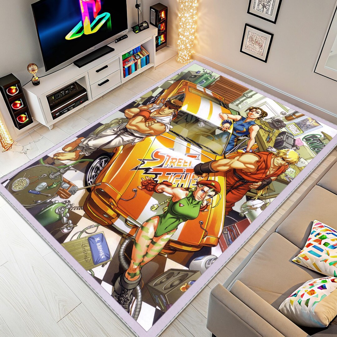 Street Fighter, Retro Game Rug, 90s Arcade Rug, Game Room Rug, Video ...
