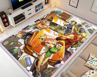 Street Fighter, Retro Game Rug, 90s Arcade Rug, Game Room Rug, Video Game Decor, Area Rug, Popular Rug, Minimalist Rug, Gaming Rug, Gaming