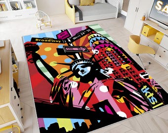 Statue of Liberty Rug, Pop Art Rug, American Rug, Art Rug, Popular Rug, Cool Area Rug, Colorful Rug, Living Room Rug, Home Design Rug, Rug