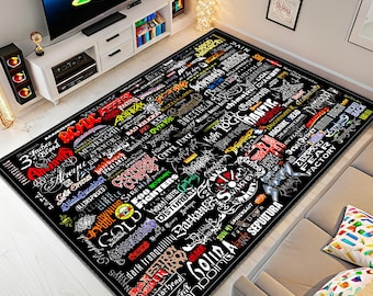 Heavy Metal Rug, Metal Rug, Rock Rug, Music Rug, Legend Rug, Black Rug, Popular Rug, Music Decor, Music Room Rug, Area Rug, Gifts for Her