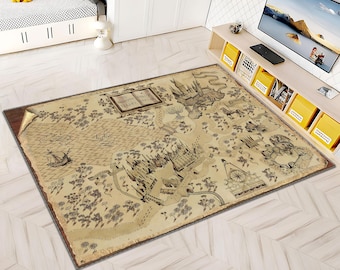 Harry Rug, Wizarding World Map, Witchcraft School Rug, Magic Rug, Map Rug, Wizardry Carpet, Movie Rug, Popular, Movie Decor,Area Rugs,Custom