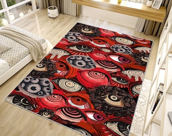 Horror Scare Eye Rug, Horror Rug, Trendy Rugs, Modern Rug, Housewarming Gift, 3D Printeds Rug, Colorful Rug, Entryway Rug, Car Mat