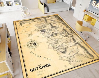 The Witcher Map Rug, The Continent World Map Carpet,  Fantasy Map Area Rug, Witcher 3 Wild Hunt Gift, Nilfgaard and Northern Kingdoms Map