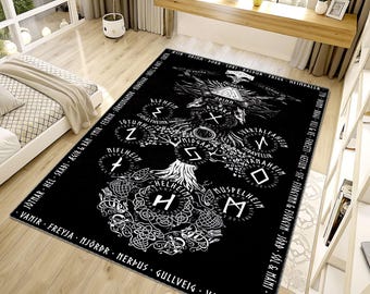 Satan Rug, Demonic Floor Mat,Metal Rock Room Decor,Satan in Hell Big Rug,Hell Pentagram Skulls Big Rug, Demons Rug, Goth Rug, Gothic Rug