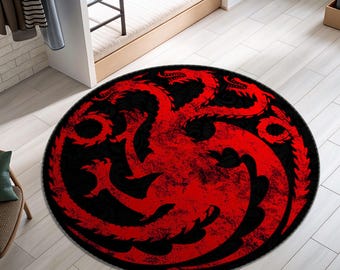 Dragon Rug, Round Rug, Movie Rug, Gothic Rug, Bestseller Rug,Popular Rug,GOT Rug,Movie Decor,Unique Rug,Area Rug,Boys Room Rug,Gifts for Him