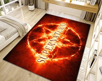 Supernatural Rug, Movie Rug, Horror Rug, Fear Rug, Popular Rug, Horror Decor, Gothic Rug, Cool Rugs, Area Rugs, Boys Room Rug, Gifts for Him