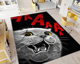Cat Pattern Rug, Funny Rug, Custom Pet Rug, Animals Rug, Cool Rugs, Aesthetic Rug, Home Decor, Area Rug, Rugs for Living Room, Gifts for her