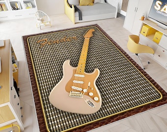 Guitar Rug, Rock Rug, Musician Gift, Legends Rug, Music Decor, Music Room Rug, Music Rug, Colorful Rug, Awesome Rug, Custom Rug, Area Rug