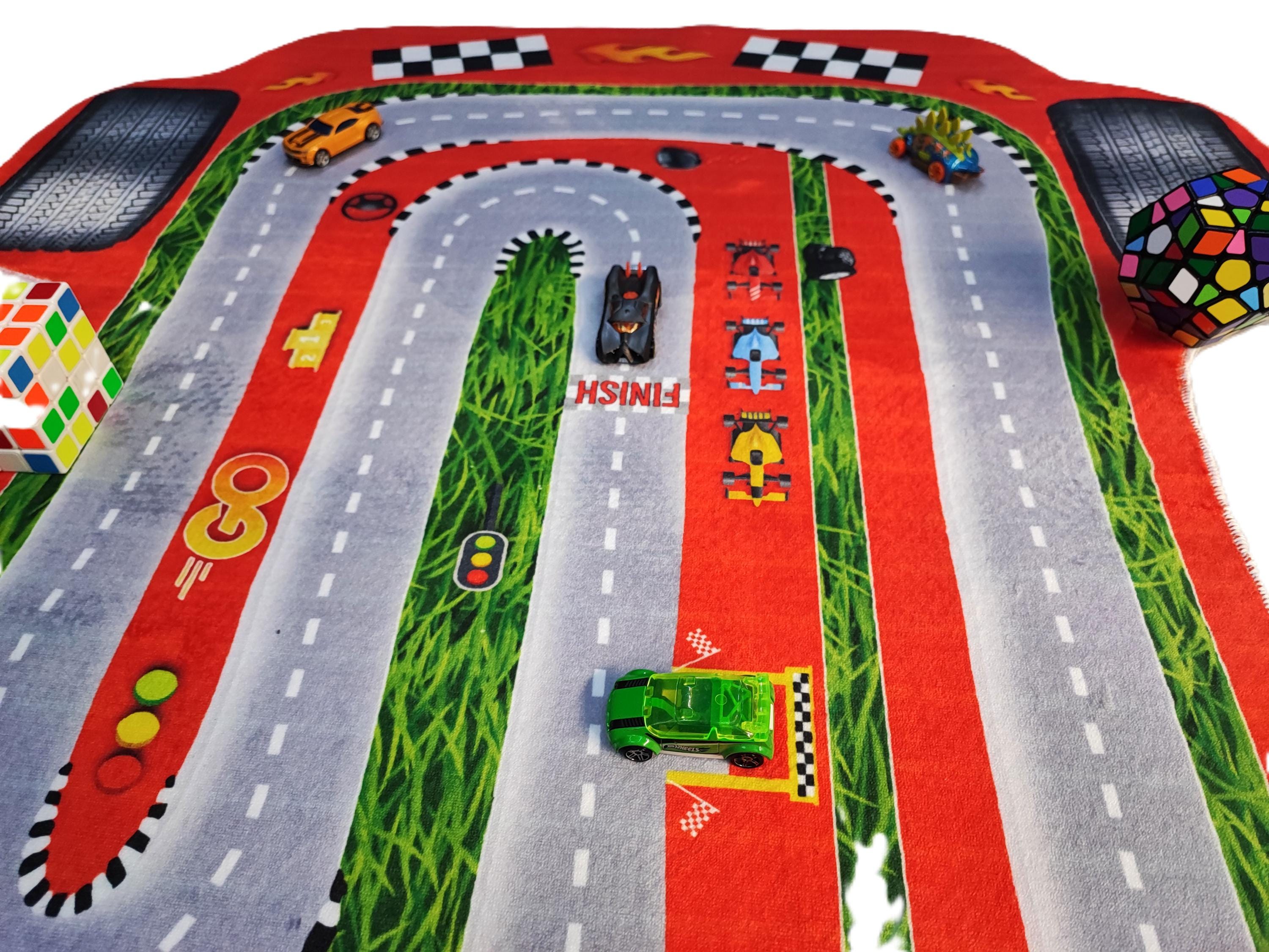 Race Car Rug, Road Carpet, Red F1 Car, Race Track Play Mat for Kids ...