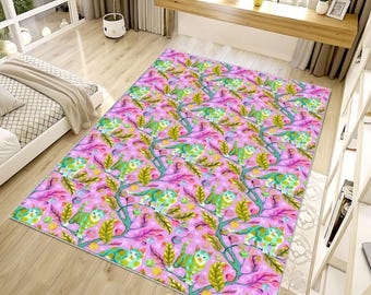 Pink Cat Pattern Area Rug, A Must-Have For Cat Owners, Cat-Tastic Home Accent Rug, Pink Animal Pattern Area Rug, Eclectic Home Decor