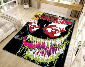Spiderman Rug, Venom Rug, Themed Rug, Fantastic Rug, Area Rug, Kids Rug, Colorful Rug, Sci-Fi Rug, Marvel Rug, Gift For Him, Unique Rug