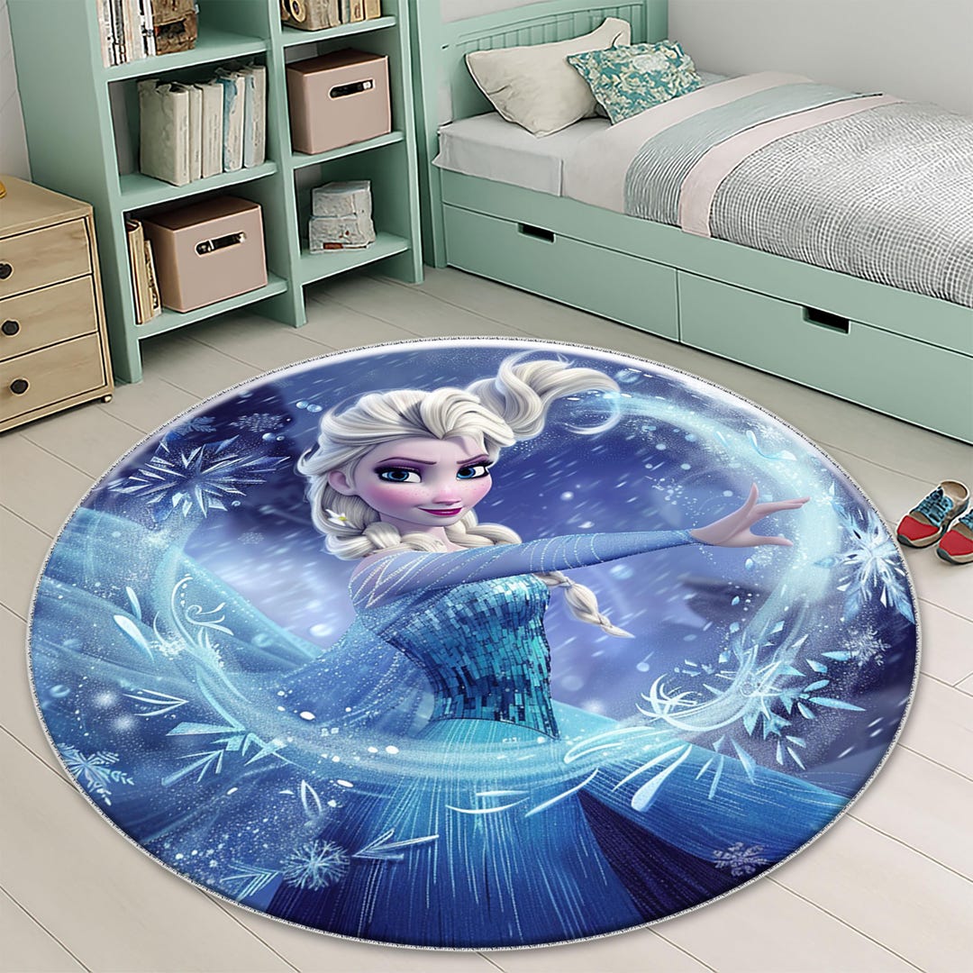 Elsa Round Rug Elsa Round Rug, Kids Room Rug, Frozen Rug, Anna Rug, Round Rug, Girl ...