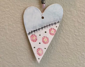 Hanging Heart, Heart Art, Ceramic Heart