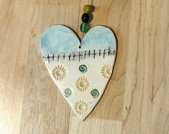 Hanging Heart, Heart Art, Ceramic Heart