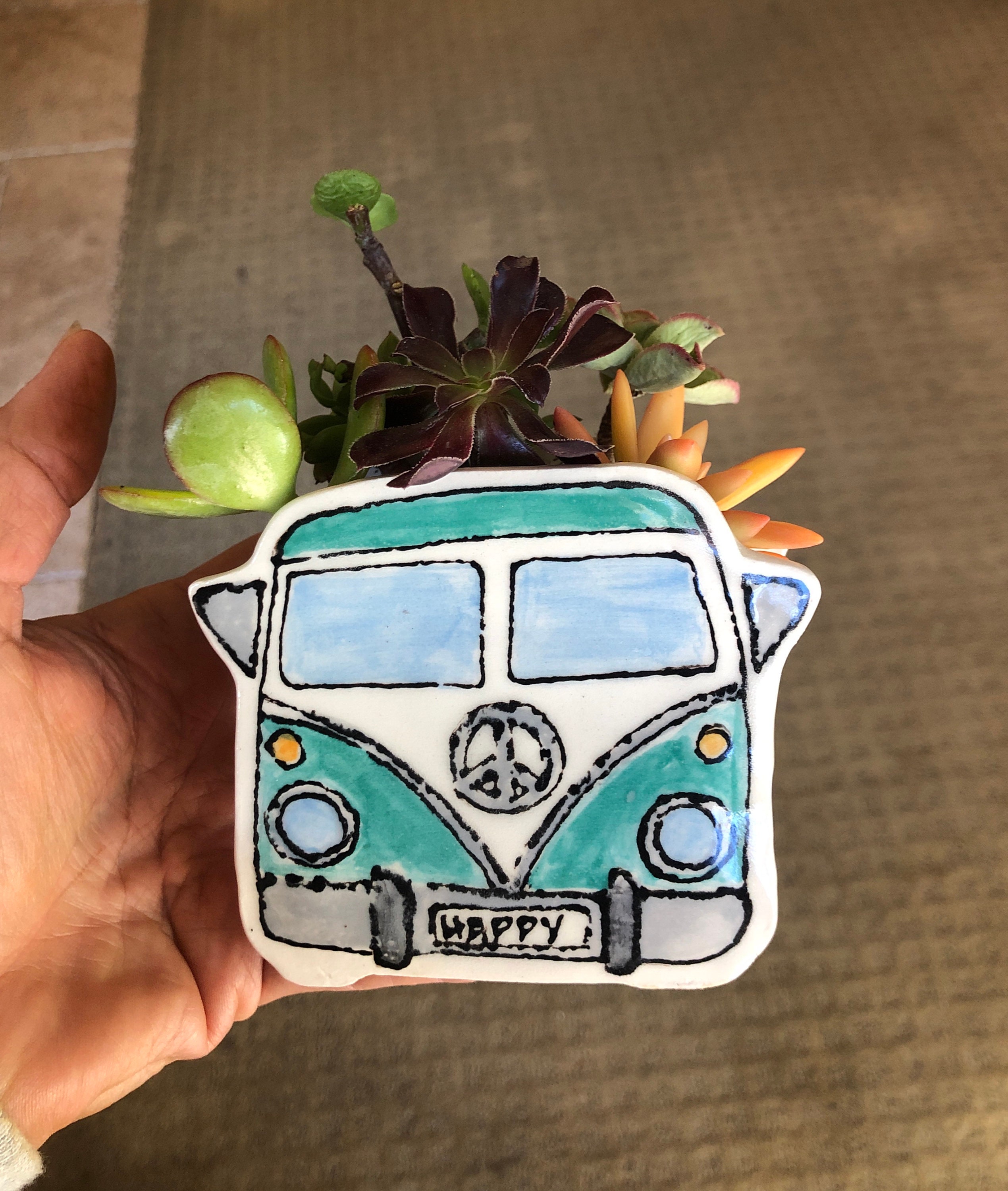 Ceramic Volkswagen Bus Planter Succulent planter Vintage VW Bus Planter ceramic planter | Etsy