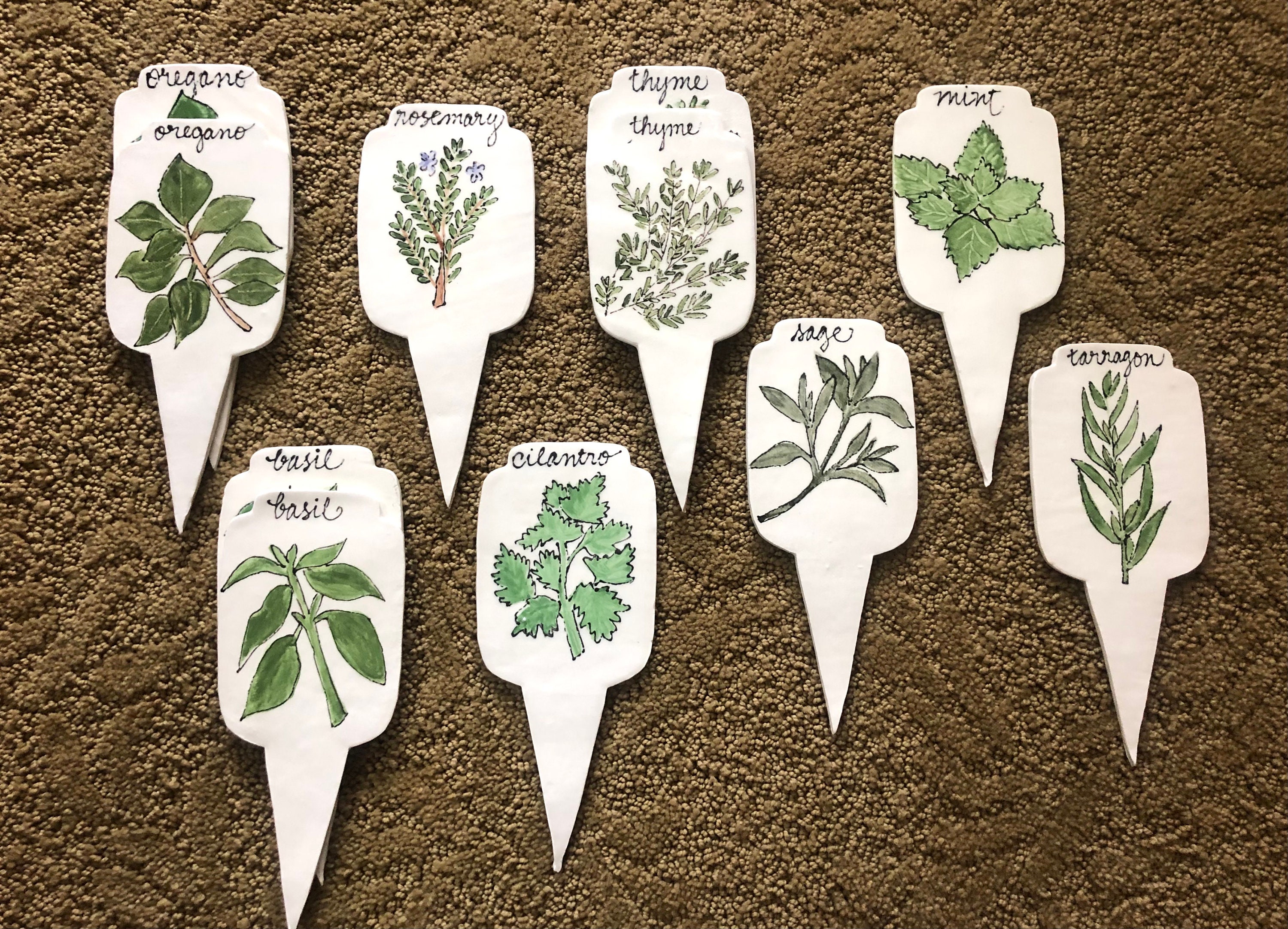 Set of 5 Herb Markers Plant stakes Ceramic Herb Markers Etsy