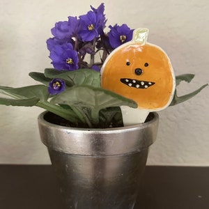 Ceramic Halloween Plant Pal, Plant pick,  Ceramic Garden Markers