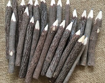 Wood Pencils, Rustic Twig Pencils, Woodland Party Favors,  Rustic Wedding Pencils Branch Twig  pencils, rustic wood pencil, dozen 5" pencils