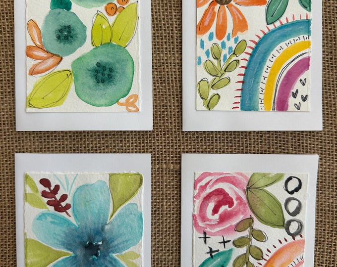 Hand Painted Watercolor Card Set: All Occasion Blank Note Cards - Etsy