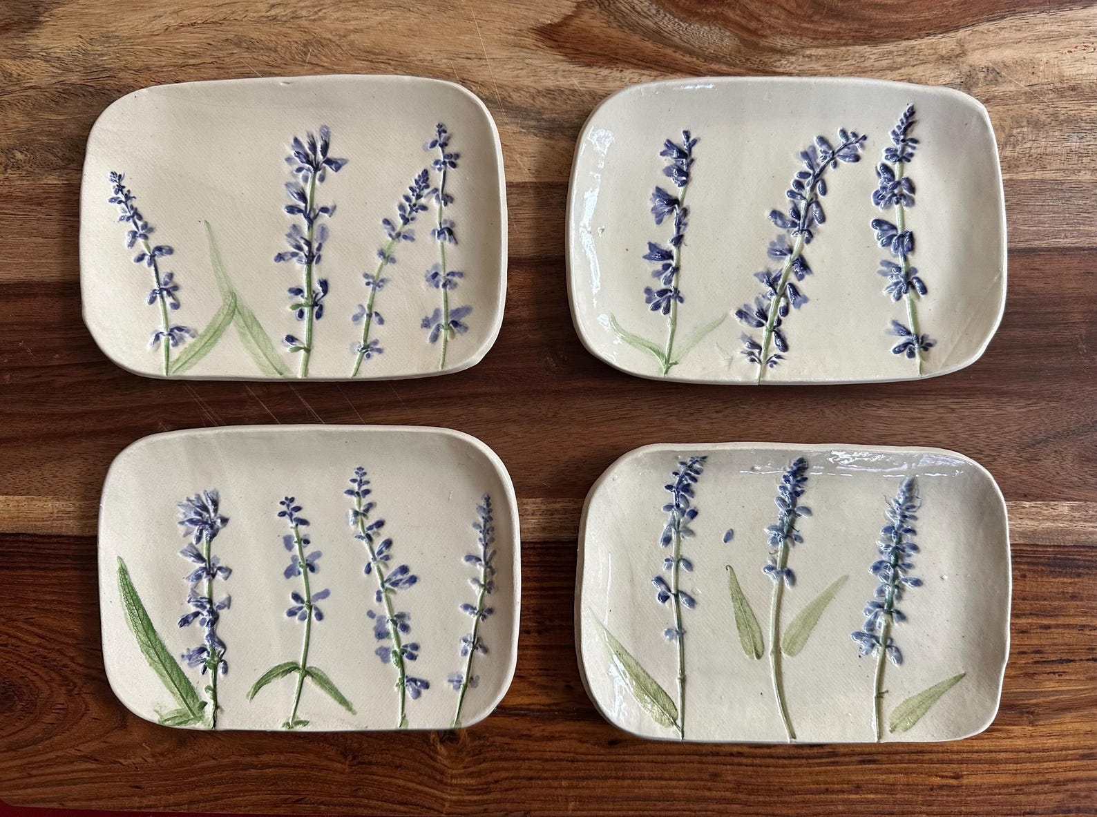 Handmade Floral Ceramic Dish: Botanical Soap/Trinket Plate (any letter)