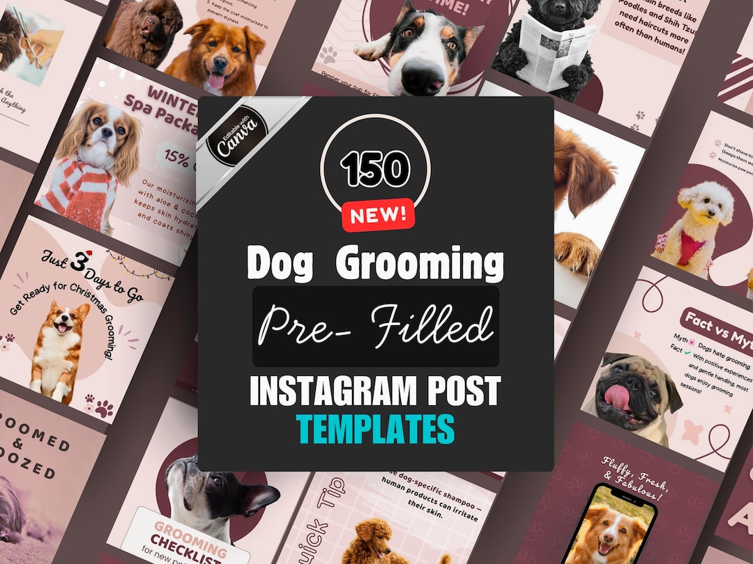 Dog Grooming Instagram Templates, Canva Editable Posts - Etsy