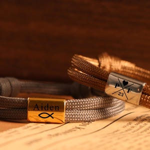 Baptism bracelet with name and fish,Communion,Family Baptism Bracelet,Back to school,Confirmation,Children&#39;s bracelet,Sailing rope bracelet