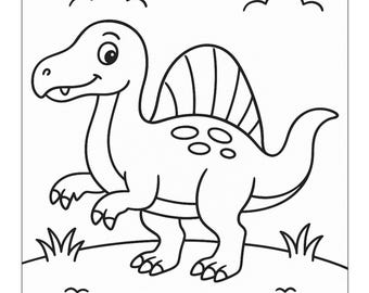Dinosaur Coloring Pages for Kids – Printable A4 Coloring Book, 26 Cute Dino Designs, Digital Download