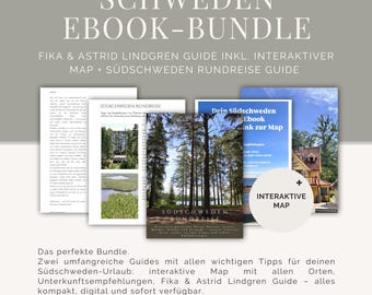Südschweden E-Book Bundle – Rundreise Guide & Fika/ Astrid Lindgren Tipps – Interaktive Schweden Map