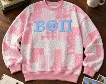 Personalized Gingham Applique Floral Fleece Mock Neck Sweatshirt Set, Custom Embroidered Text College Game Day Wear, Back To School Apparel