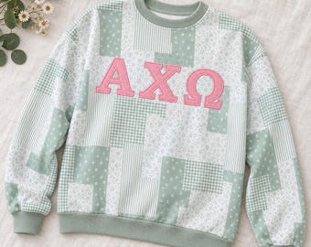 Personalized Gingham Applique Floral Fleece Mock Neck Sweatshirt Set, Custom Embroidered Text College Game Day Wear, Back To School Apparel