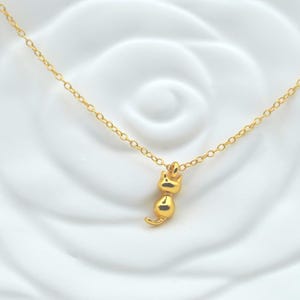 14K Gold Cat Necklace – Sterling Silver Cat Pendant, Dainty Minimalist Jewelry for Women, Cute Animal Lover Gift, Pet Memorial Jewelry