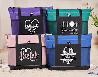 Custom Nurse Tote Bag with Name and Stethoscope,Personalized Nurse Tote Bag,Nurses week Gift,RN Graduation Gift,Appreciation Gift for Nurse