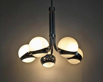 Chrome Globe Chandelier – Mid Century Modern Sputnik Globe Pendant Light, Space Age Ceiling Lamp, Dining Room Chandelier