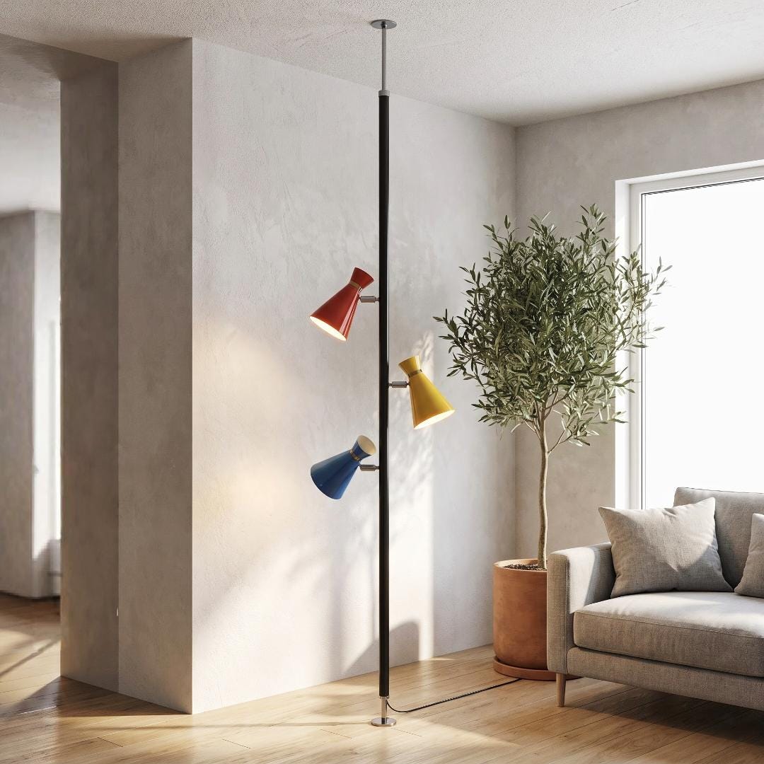 Mid Century Tension Pole Lamp - Etsy