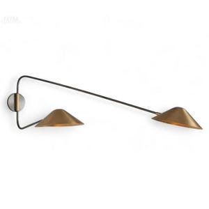 Handmade Brass Double Cone Wall Sconce Mid Century Modern Adjustable Light