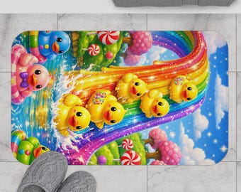 Badeente Regenbogen Badematte | Wunderliche Candy Fantasy Badezimmer Dekor