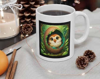 Whimsical Owl Mug - Ceramic Coffee Cup, Nature Lover Gift