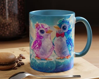 Pinguin-Liebhaber-Kaffeetasse, Glasmalerei-Design