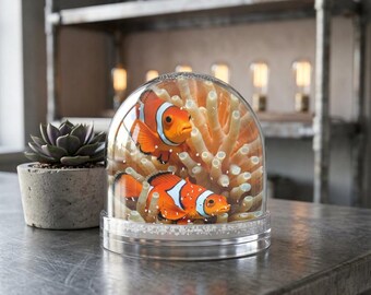 Clownfish Sea Anemone Snow Globe | Ocean Aquarium Scene