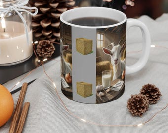 Goat Farmhouse Coffee Mug, Whimsical Animal Lover Gift