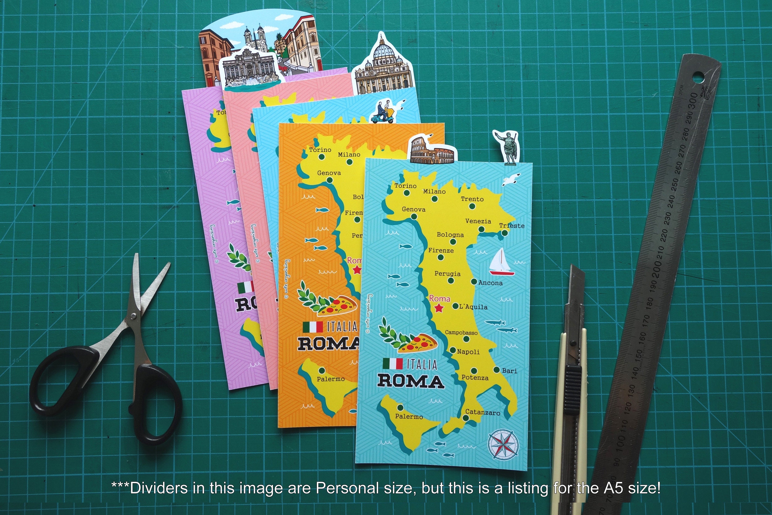 PRINTABLE A5 Size Rome Planner Dividers Italy Cute Kawaii | Etsy