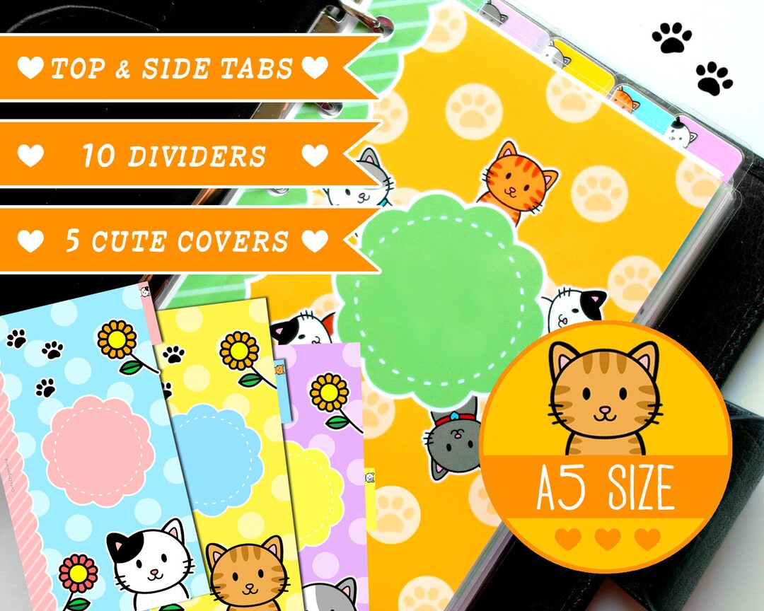 A5 Kitty Planner Dividers | Filofax, LV GM, Kikki K (printable) - Etsy