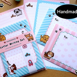 Carino Kawaii Dog cagnolino lettera carta da lettere cancelleria set fatto a mano ideale per bambini