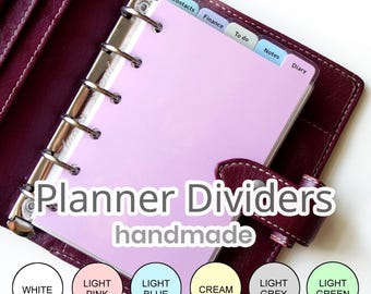 HANDMADE printed minimalist simple planner dividers dashboards top, side, bottom tabs Filofax | Louis Vuitton agenda | A5 | A6 | Mulberry