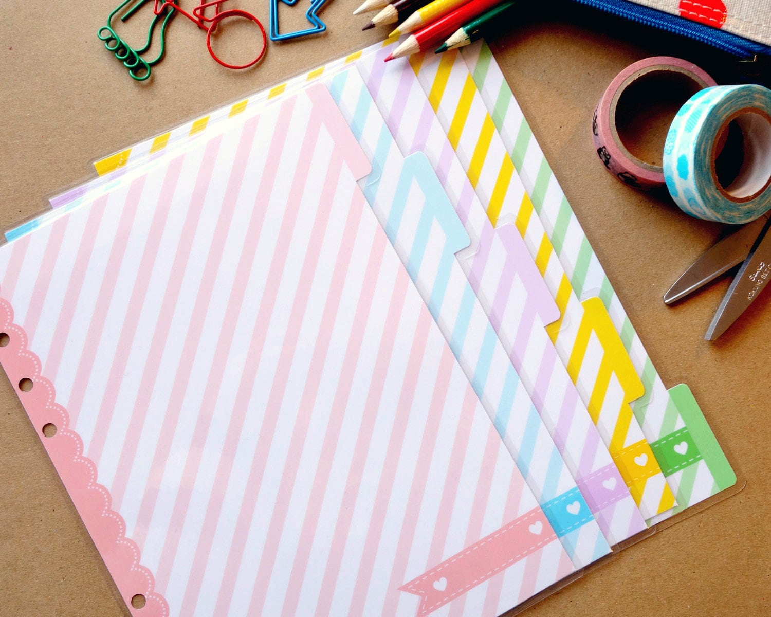 PRINTABLE A5 Size Pastel Stripes Dividers Cute Kawaii Filofax Etsy