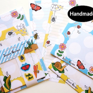 Carino Kawaii Insetti Insetti carta da lettere set di cancelleria ideale per bambini ragazzi e ragazze farfalle ragno coccinelle cavalletta
