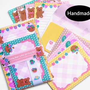 Carino Kawaii orsetto lettere carta da lettere buste set cancelleria ideale per bambini
