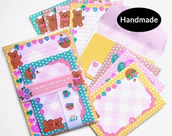 Cute Kawaii teddy bear letter writing paper envelopes stationery set ideal for kids children